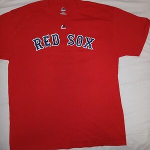 PEDROIA MARTINEZ Majestic Red Sox Bold Red Tee